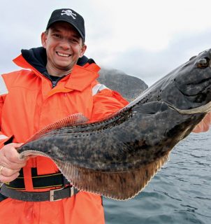 Halibut action Halibut caught by sport fisherman